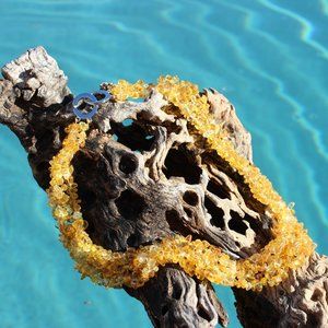 The Cleopatra Collection/ Yellow Mustard Glass Necklace
